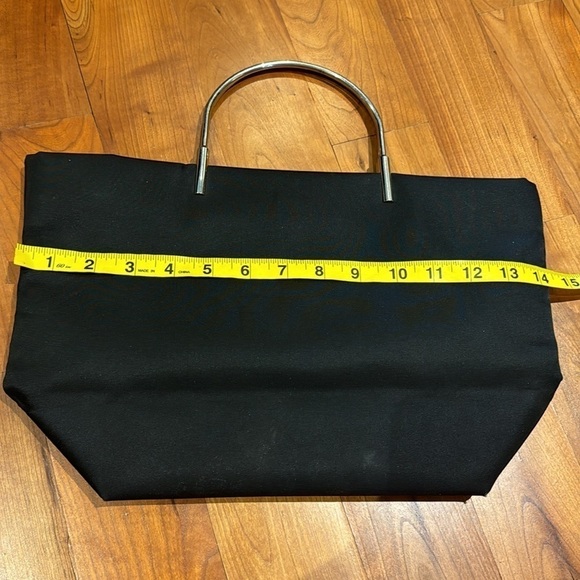 Guess Black Nylon Canvas Silver Tone Handles Handbag Small Tote Purse Y2K 90s - Picture 9 of 11